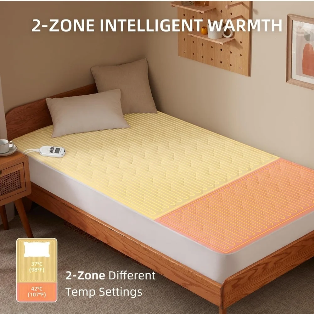 Bwarm Premium Multi-Zone Electric Heated Mattress Pad Twin Size, 39" x 75" - Picture 7 of 12
